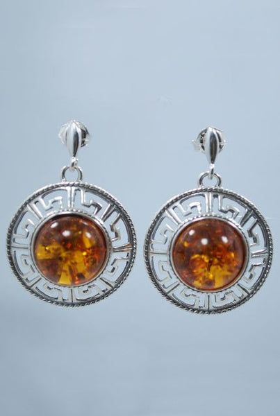 Honey Amber & Sterling Silver Earring Set