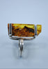 Amber & Sterling Silver Carved Ring