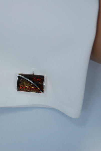 Baltic Amber & Sterling Silver Cufflinks