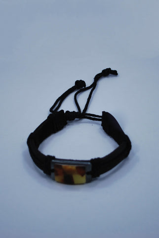 Baltic Amber & Leather Mans Bracelet.