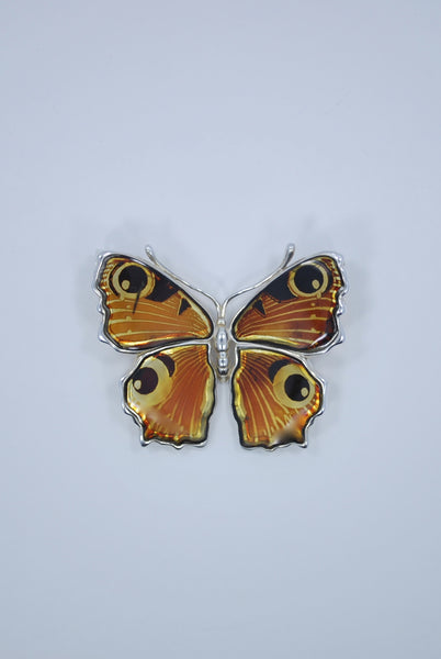 Baltic Amber & Sterling Silver Butterfly Brooch