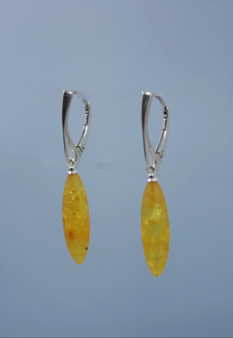 Matte finished Lemon Amber & Sterling Silver Earring set