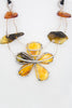 Amber, Sterling Silver and Leather Necklace.