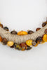 Multi-color Baltic Amber and Linen Necklace.