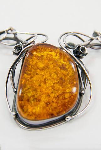 Baltic Amber and Sterling Silver Necklace