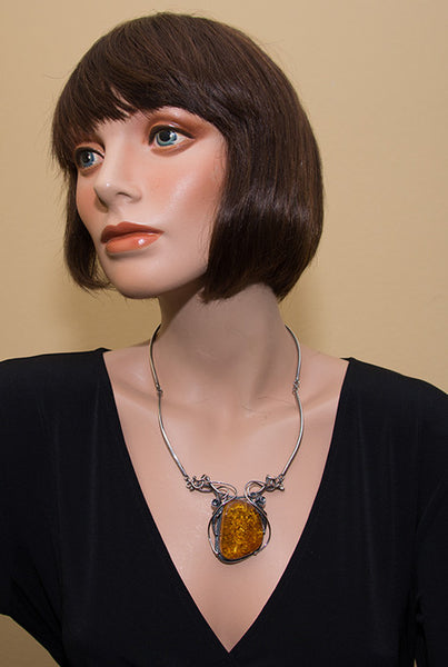 Baltic Amber and Sterling Silver Necklace